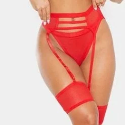 Merkloos Lenceria Babydoll Ondergoed Beha Slipje Set G-string | Sexy Jarretel Set Met Strass Elementen - Large -Badmode Verkoop 260x840