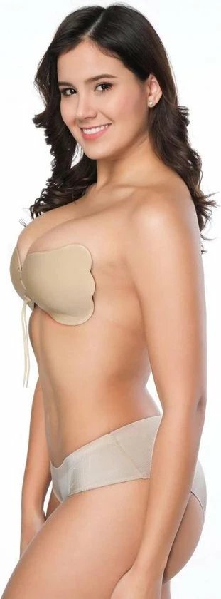 LYVION Strapless Plak BH - Met Push Up Door De Vetersluiting - Lingerie - Beige - Plakbeha A 5 LYVION Strapless Plak BH - Met Push Up Door De Vetersluiting - Lingerie - Beige - Plakbeha A - Afbeelding 3