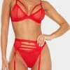 Merkloos Lenceria Babydoll Ondergoed Beha Slipje Set G-string | Sexy Jarretel Set Met Strass Elementen - Large