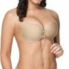 LYVION Strapless Plak BH - Met Push Up Door De Vetersluiting - Lingerie - Beige - Plakbeha A
