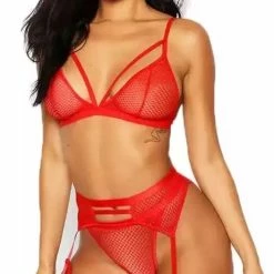 Merkloos Lenceria Babydoll Ondergoed Beha Slipje Set G-string | Sexy Jarretel Set Met Strass Elementen - Large -Badmode Verkoop 462x840 3