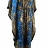 Merkloos Dames Kaftan Met Aantrekkoord One Size 36-50 Lichtblauw/geel/groen
