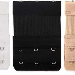 Trendfield Bh Verlengstuk 3 Haaks Elastisch - 3Pack - Zwart, Wit En Beige