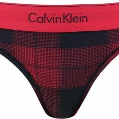 Calvin Klein Dames 2P Bralette & String Set Rood & Zwart - S -Badmode Verkoop 550x323