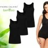 Pierre Calvini - Bamboe Hemden Dames - 3-pack - Zwart - S - Onderhemd Dames - Hemdjes Dames - Singlet Dames - T Shirt Dames