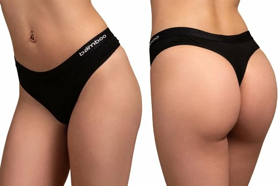 Bamboo Essentials - Ondergoed Dames - String - Bamboe - 3 Stuks - Zwart - M - Lingerie - Onderbroeken Dames - Dames Slips - Dames Ondergoed 4 Bamboo Essentials - Ondergoed Dames - String - Bamboe - 3 Stuks - Zwart - M - Lingerie - Onderbroeken Dames - Dames Slips - Dames Ondergoed - Afbeelding 2