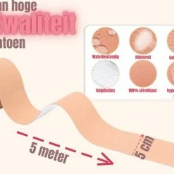 Merkloos Fairy Sister Boob Tape - Boobtape - Fashion Tape - BH Tape - Plak BH - 5 Meter - Beige -Badmode Verkoop 550x389 4