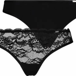 Hunkemöller Lingerie Dames 2-pack Strings Angie - Zwart - Maat S