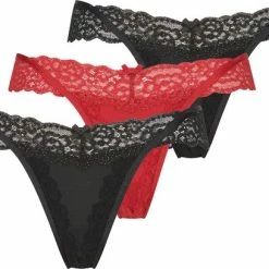 Hunkemöller Dames Lingerie 3-pack Strings Willow - Zwart - Maat M