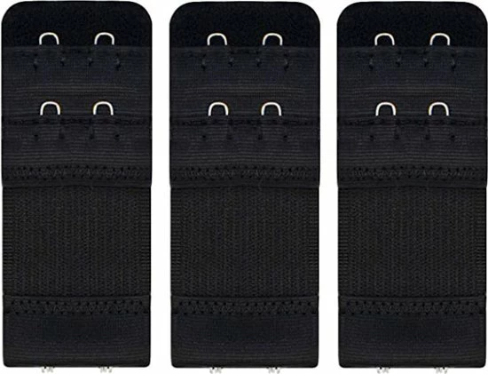 Trendfield BH Verlengstuk 2 Haakjes - 3Pack- Zwart 3 Trendfield BH Verlengstuk 2 Haakjes - 3Pack- Zwart
