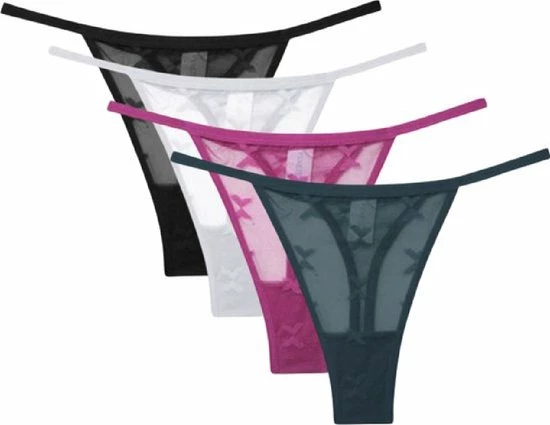 Merkloos 4 Pack - Luxe Dames String - Transparant - Zwart, Groen, Wit En Roze - Dames Lingerie / Ondergoed Set - Maat L 12 Merkloos 4 Pack - Luxe Dames String - Transparant - Zwart, Groen, Wit En Roze - Dames Lingerie / Ondergoed Set - Maat L - Afbeelding 10