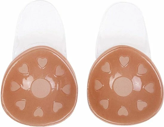 Phannie Plak Beha Push Up - Straploze Rugloze Zelfklevende Plak BH - Beige - Katoen - M 6 Phannie Plak Beha Push Up - Straploze Rugloze Zelfklevende Plak BH - Beige - Katoen - M - Afbeelding 4