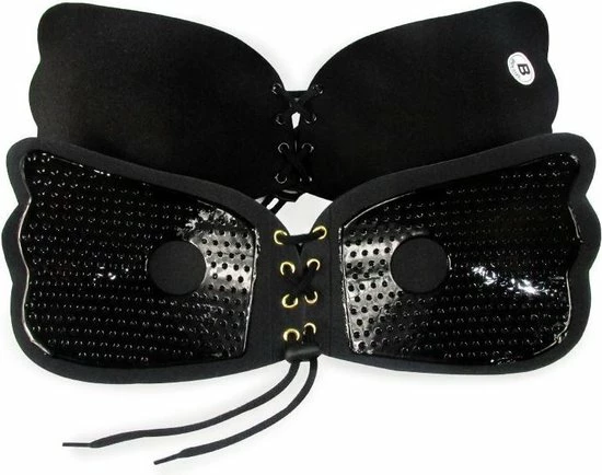 LYVION Strapless Plak BH - Met Push Up Door De Vetersluiting - Lingerie - Zwart - Plakbeha A 6 LYVION Strapless Plak BH - Met Push Up Door De Vetersluiting - Lingerie - Zwart - Plakbeha A - Afbeelding 4