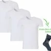 Boru Bamboo Bamboo T-Shirt - Ronde Hals - Super Zacht - Antibacterieel - Perfect Draagcomfort - 95% Bamboo - 3 Stuks - 1 Paar Bamboo Sokken Cadeau - Wit - L -Badmode Verkoop 550x436 2