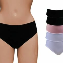 VANILLA - Dames Ondergoed, Dames Slip, Lingerie - 5 Stuks - Egyptisch Katoen - Zwart, Roze, Wit - L