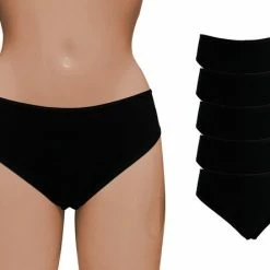 VANILLA - Dames Ondergoed, Dames Slip, Lingerie - 5 Stuks - Egyptisch Katoen - Zwart - M