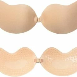 Merkloos Plak BH /Onzichtbare Push Up Bh Zelfklevende / Beha Backless Strapless / Gel Sticky Solid -Cup-B /Skin Beige-Topkwaliteit -Badmode Verkoop 550x445