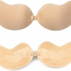 Merkloos Plak BH /Onzichtbare Push Up Bh Zelfklevende / Beha Backless Strapless / Gel Sticky Solid -Cup-C /Skin Beige-Topkwaliteit -Badmode Verkoop 550x462 1