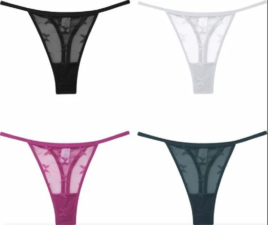 Merkloos 4 Pack - Luxe Dames String - Transparant - Zwart, Groen, Wit En Roze - Dames Lingerie / Ondergoed Set - Maat L 13 Merkloos 4 Pack - Luxe Dames String - Transparant - Zwart, Groen, Wit En Roze - Dames Lingerie / Ondergoed Set - Maat L - Afbeelding 11