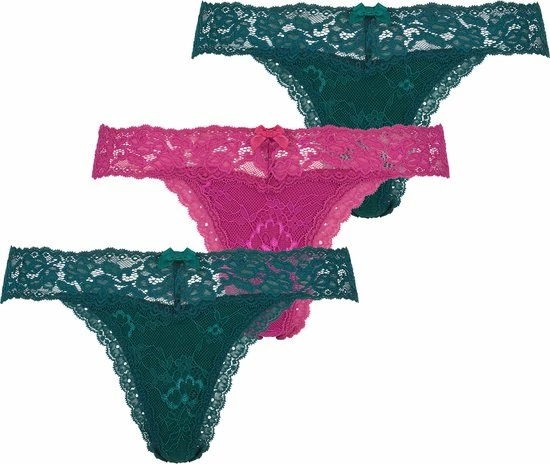 Hunkemöller Dames Lingerie 3-pack Strings Madison - Groen - Maat M 3 Hunkemöller Dames Lingerie 3-pack Strings Madison - Groen - Maat M