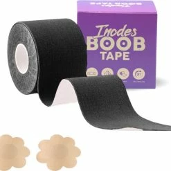 Inodes Boob Tape 5 Meter (5,0 Cm Breed) - Zwart- Plak BH - Strapless BH + Inclusief Tepelcovers