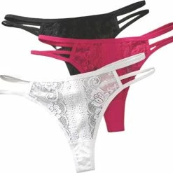 Merkloos Sexy Dames String Met Kant - 3 Pack Met Zwart, Rood & Wit - Vrouwen Lingerie / Ondergoed Set - Maat M -Badmode Verkoop 550x503 1
