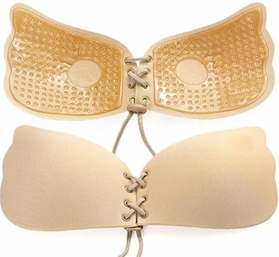 KELERINO. Strapless Plak BH - Vleugels Met Vetersluiting - Cup B / Beige 3 KELERINO. Strapless Plak BH - Vleugels Met Vetersluiting - Cup B / Beige