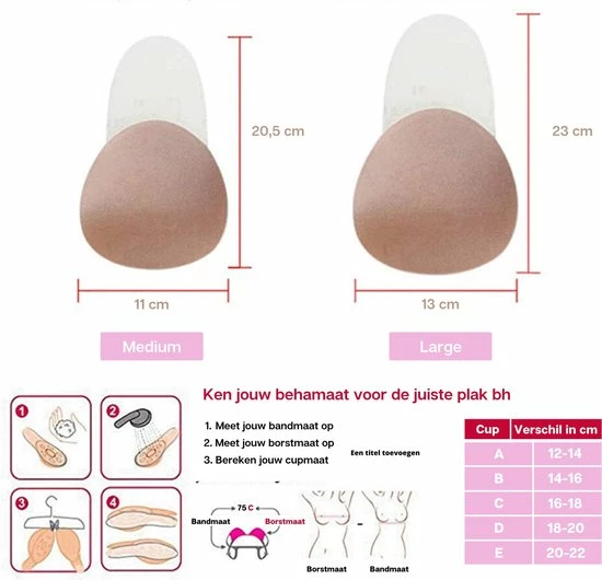 Phannie Plak Beha Push Up - Straploze Rugloze Zelfklevende Plak BH - Beige - Katoen - M 9 Phannie Plak Beha Push Up - Straploze Rugloze Zelfklevende Plak BH - Beige - Katoen - M - Afbeelding 7
