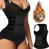 Wow Peach - Sport Body Shaper Vest - Corrigerende Top - Work Out - Afslanken - Sweat Shapewear - Verstelbaar - Zwart - Medium