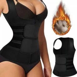 Wow Peach - Sport Body Shaper Vest - Corrigerende Top - Work Out - Afslanken - Sweat Shapewear - Verstelbaar - Zwart - Medium