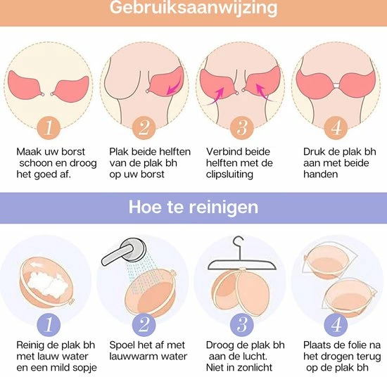 Phannie Strapless Plak BH Push Up Met Clipsluiting - Cup C - Zelfklevend & Herbruikbaar - Nude 12 Phannie Strapless Plak BH Push Up Met Clipsluiting - Cup C - Zelfklevend & Herbruikbaar - Nude - Afbeelding 10