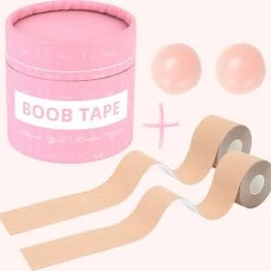 Merkloos Homezie Boob Tape | 2 Rollen Van 5 Meter + Nipple Covers | Lichte Huidskleur | Boobtape | Plak Bh | Zelfklevende Bh | Tepelcovers