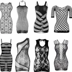 Merkloos Dames Lingerie Set - Sexy Babydoll - Bodysuit Mesh Nachtkleding - Pak Van 8