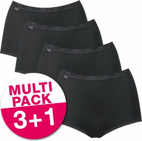 Sloggi Basic+ Dames Maxi Slip - 4-pack - Zwart - Maat 46 7 Sloggi Basic+ Dames Maxi Slip - 4-pack - Zwart - Maat 46 - Afbeelding 5