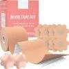 ProductPlanet Premium Boob Tape - Inclusief 2 Silicone Nipple Covers + 4 Satijn Nipple Covers - Plak BH - 7,5 Cm X 5 Meter - Geschikt Voor Cup A Tot En Met F - Fashion Tape - BoobTape - Sandy / Roze