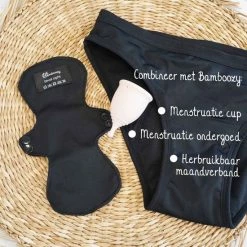 Bamboozy Menstruatie Ondergoed 4-laags Mid-Heup Maat M 38-40 Zwart Period Underwear Duurzaam Menstrueren Incontinentie Zero Waste Daisy -Badmode Verkoop 550x550 28