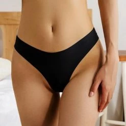 Merkloos Naadloos Ondergoed - 3 Stuks/verpakking - Gratis Vervoer- Spoorloze Strings - Seamless Lingerie - Sexy String - Tweede Huid Bikini -Zwart String - Maat XXL -Badmode Verkoop 550x550 460