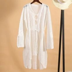 Merkloos Super Sale! - Strandjurkje - Bikini Cover Up - Gehaakt Jurkje - Beach Dress - Medium - Lengte 90cm - Mouwlengte 65cm -Badmode Verkoop 550x550 554