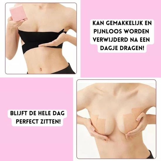 Boob Tape - Inclusief 2 Nipple Covers/Tepelstickers - Borst Tape - Bra Tape - Boob Lift Tape - Beige - 5 Meter Lang - 5 CM Breed - Plak BH 4 Boob Tape - Inclusief 2 Nipple Covers/Tepelstickers - Borst Tape - Bra Tape - Boob Lift Tape - Beige - 5 Meter Lang - 5 CM Breed - Plak BH - Afbeelding 2