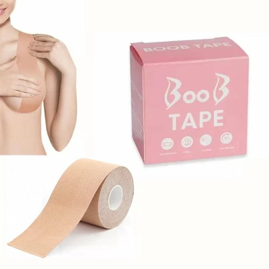 Boob Tape - Inclusief 2 Nipple Covers/Tepelstickers - Borst Tape - Bra Tape - Boob Lift Tape - Beige - 5 Meter Lang - 5 CM Breed - Plak BH 12 Boob Tape - Inclusief 2 Nipple Covers/Tepelstickers - Borst Tape - Bra Tape - Boob Lift Tape - Beige - 5 Meter Lang - 5 CM Breed - Plak BH - Afbeelding 10