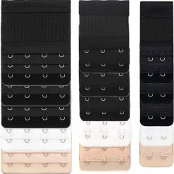 Trendfield Bh Verlengstuk 2, 3 & 4 Haakjes Multipack - Zwart, Wit, Beige - 15 Stuks