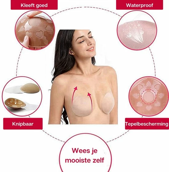 Phannie Plak Beha Push Up - Straploze Rugloze Zelfklevende Plak BH - Beige - Katoen - XXL 14 Phannie Plak Beha Push Up - Straploze Rugloze Zelfklevende Plak BH - Beige - Katoen - XXL - Afbeelding 12
