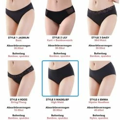 Bamboozy Menstruatie Ondergoed 4-laags Hoge Taille High Waist Corrigerend Maat XS 34-36 Zwart Period Underwear Duurzaam Menstrueren Incontinentie Zero Waste Madelief -Badmode Verkoop 550x566 10