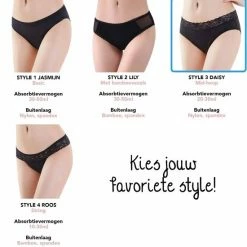 Bamboozy Menstruatie Ondergoed 4-laags Mid-Heup Maat 2XL 44-46 Zwart Period Underwear Duurzaam Menstrueren Incontinentie Zero Waste Daisy -Badmode Verkoop 550x566 23