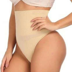 Merkloos Correctie Ondergoed Shapewear - High Waist String Beige Maat 38/40