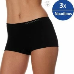 Brubeck Dames Ondergoed Boxershorts - Naadloos Elastisch Katoen 3-Pack - Zwart - M