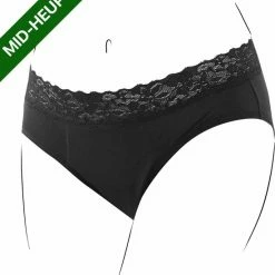 Bamboozy Menstruatie Ondergoed 4-laags Mid-Heup Maat 2XL 44-46 Zwart Period Underwear Duurzaam Menstrueren Incontinentie Zero Waste Daisy
