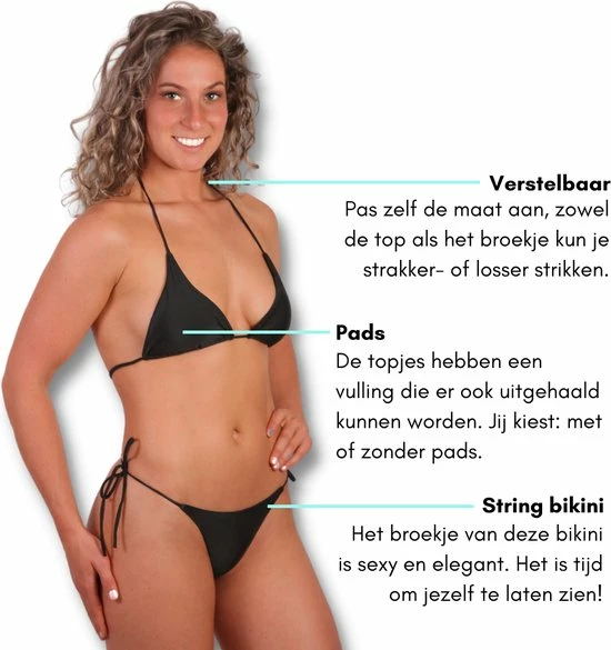 DERRINS STRING BIKINI Zwart - Bikini Dames - Bikini Set - Sexy Bikini - Bikini Vrouwen - High Waist Bikini 6 DERRINS STRING BIKINI Zwart - Bikini Dames - Bikini Set - Sexy Bikini - Bikini Vrouwen - High Waist Bikini - Afbeelding 4