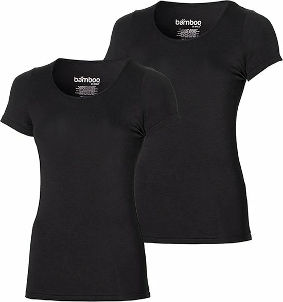 Apollo Bamboo T-shirts Women Basic 2 Pak Black Ronde Hals Maat L 3 Apollo Bamboo T-shirts Women Basic 2 Pak Black Ronde Hals Maat L