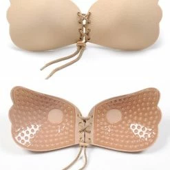 KELERINO. Strapless Plak Push BH - Vleugels Met Vetersluiting - Cup A / Beige - Plakbeha A -Badmode Verkoop 550x644 4